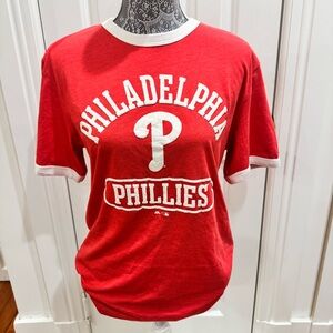 Philadelphia Phillies Baseball Majestic Red Short Sleeve T with Logo Size S